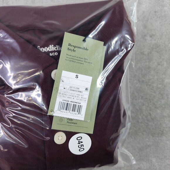 Mens Goodfellow Burgundy Standard Fit Polo Shirt Short Sleeve Polyester Blend S - Picture 6 of 6
